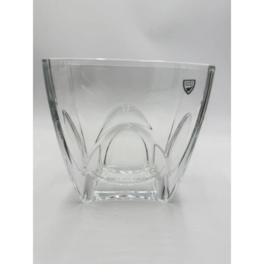 Orrefors Sweden H1253 Clear Cathedral Crystal Oblong Vase Large 6”Hx7”Lx4” Sign